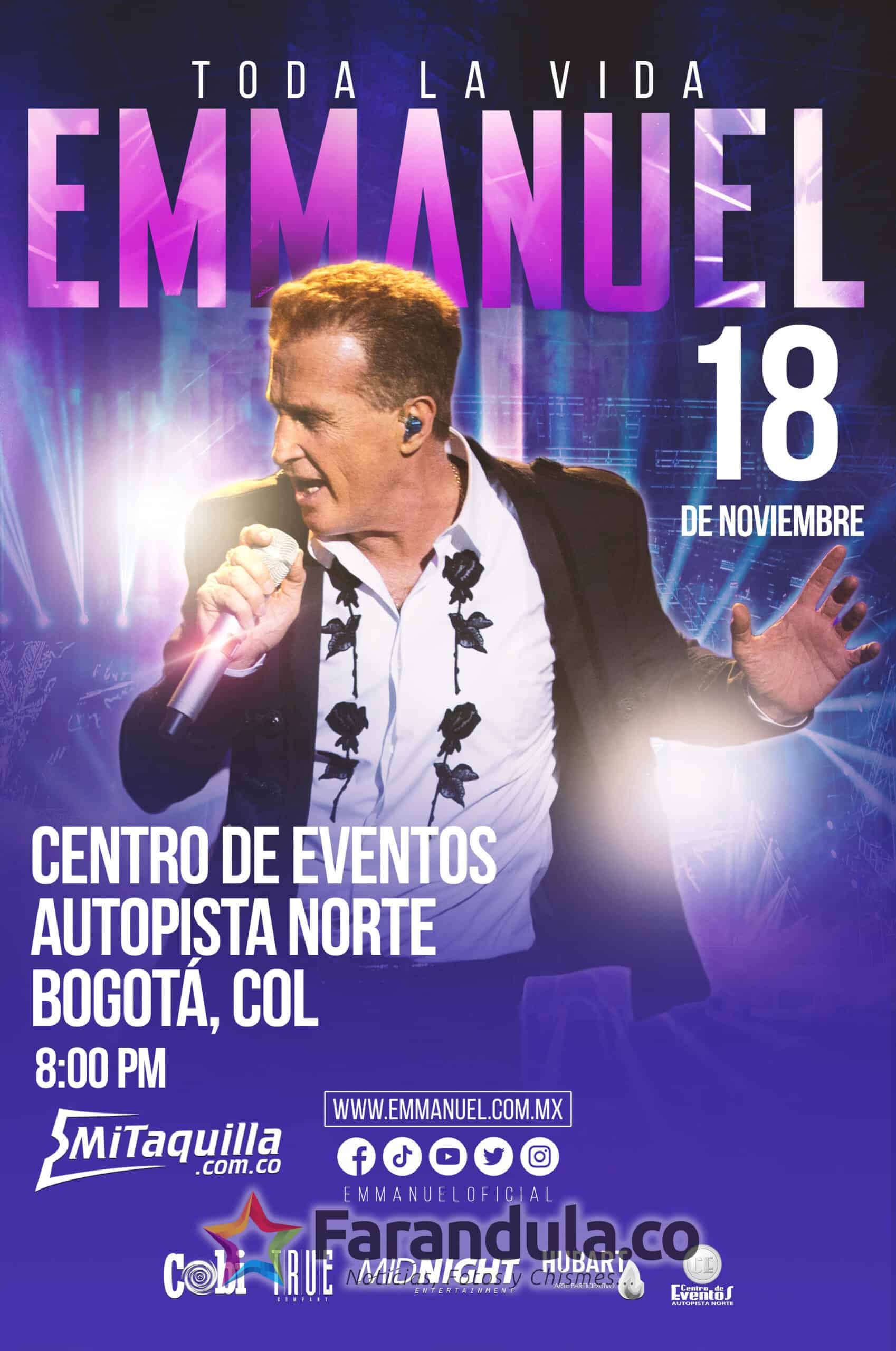 Emmanuel, llega a Colombia con su tour «Toda la vida»