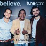 Rodrigo Gonsalves, Director de ventas Believe para USA, LATAM y Cono Sur, El Checo Acosta, Artista Believe y David Pavía, Gerente cuentas, alianzas y marketing Believe Reg Andina y Centroamérica_-