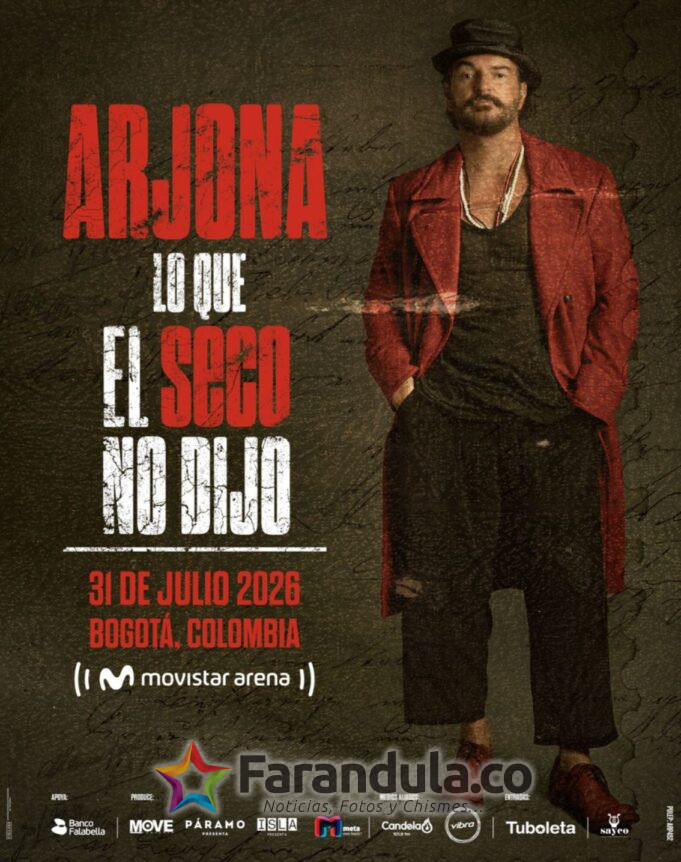 Ricardo Arjona llega a Colombia con la impactante gira “Lo que el seco no dijo tour” Bogotá: Movistar Arena 31 de julio de 2026