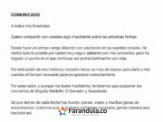 Carlos Rivera reprogramará sus presentaciones en Colombia, Guatemala y el Salvador para el 2027