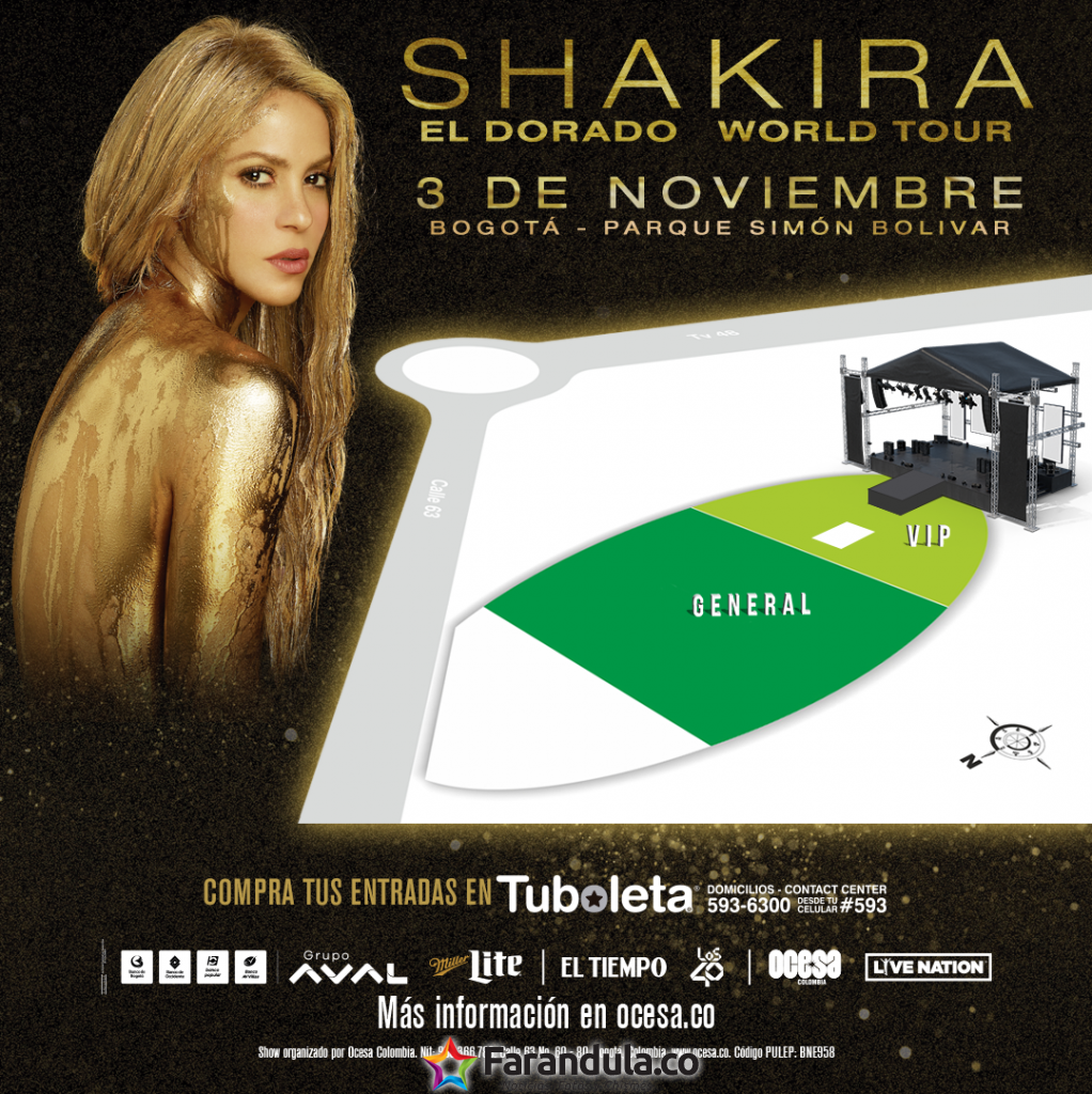 Estos son los precios de ‘EL Dorado World Tour – Shakira’ en Bogotá